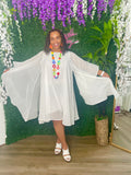 White Open Sleeve Butterfly Dress