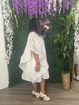 White Open Sleeve Butterfly Dress