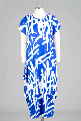 Blue & White Maxi Dress