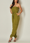 Long Cargo Drawstring Jumpsuit