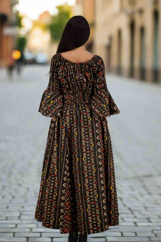 African Print smock waist Dress